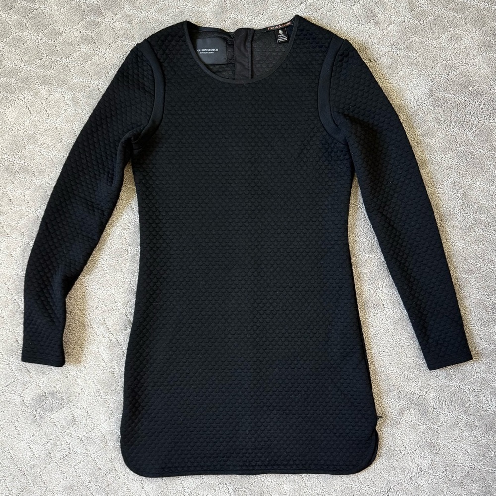 Scotch & Soda Black Long Sleeve Quilted Dress